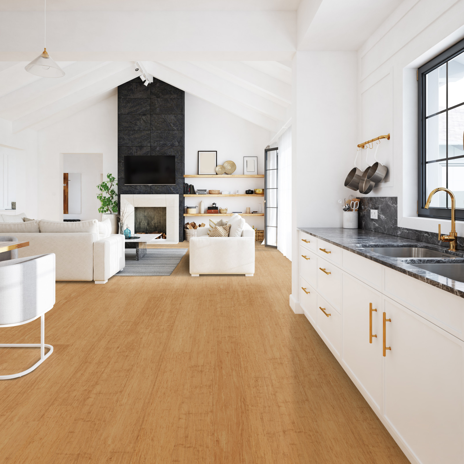 Mocha Bamboo flooring in warm living space